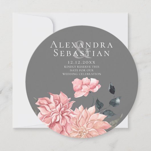 Elegant Waterverf Floral Wedding Save the Date (Voorkant)