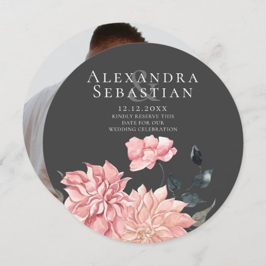 Elegant Waterverf Floral Wedding Save the Date (Voorkant / Achterkant)