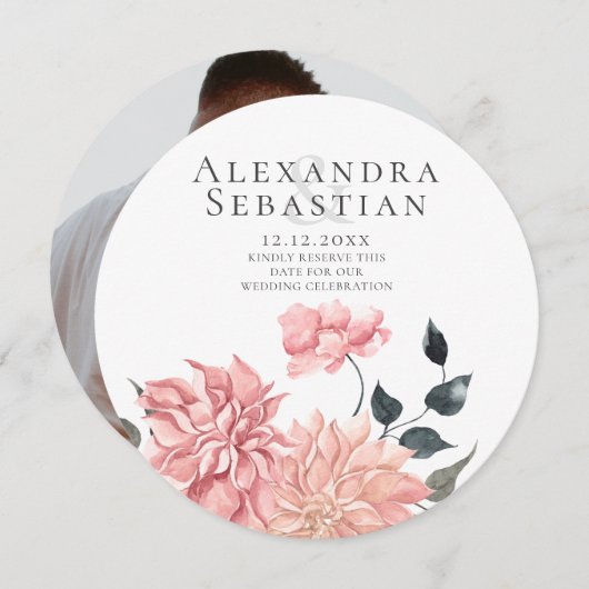 Elegant Waterverf Floral Wedding Save the Date (Voorkant / Achterkant)