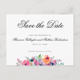 Elegant Waterverf Floral Wedding Save the Date Aankondigingskaart
