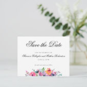 Elegant Waterverf Floral Wedding Save the Date Aankondigingskaart (Staand voorkant)