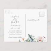 Elegant Waterverf Floral Wedding Save the Date Aankondigingskaart (Achterkant)