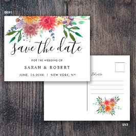 Elegant Waterverf Floral Wedding Save the Date Briefkaart