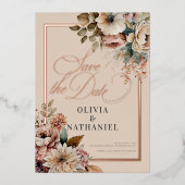 Elegant Waterverf Floral Wedding Save the Date Folie Uitnodiging (Voorkant)