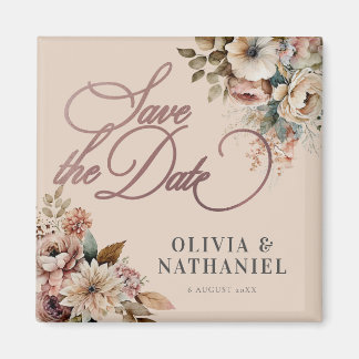 Elegant Waterverf Floral Wedding Save the Date Magneet