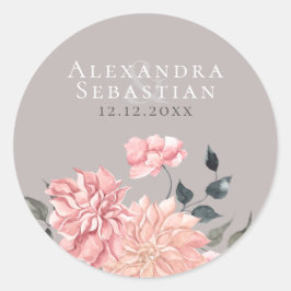 Elegant Waterverf Floral Wedding Save the Date Ronde Sticker
