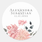 Elegant Waterverf Floral Wedding Save the Date Ronde Sticker (Voorkant)