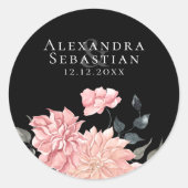 Elegant Waterverf Floral Wedding Save the Date Ronde Sticker (Voorkant)