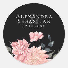 Elegant Waterverf Floral Wedding Save the Date Ronde Sticker