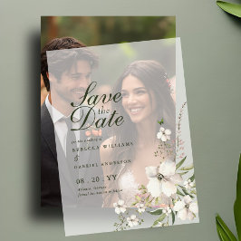 Elegant Waterverf Floral Wedding Save the Date Vellum Uitnodigingen