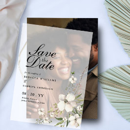 Elegant Waterverf Floral Wedding Save the Date Vellum Uitnodigingen