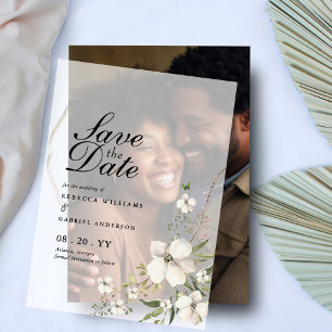 Elegant Waterverf Floral Wedding Save the Date Vellum Uitnodigingen