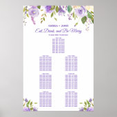 Elegant Waterverf Floral Wedding Seating Chart Poster (Voorkant)
