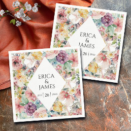 Elegant Waterverf Floral Wedding Servet