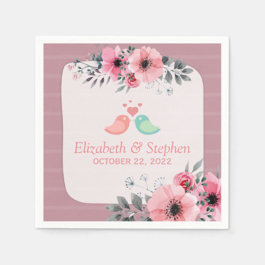 Elegant Waterverf Floral Wedding Shower Servet (Voorkant)