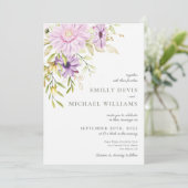 Elegant Waterverf Floral Wedding Uitnodiging (Staand voorkant)