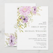 Elegant Waterverf Floral Wedding Uitnodiging (Voorkant / Achterkant)