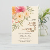 Elegant Waterverf Floral Wedding Uitnodiging (Staand voorkant)