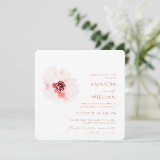 Elegant Waterverf Floral Wedding Uitnodiging (Staand voorkant)