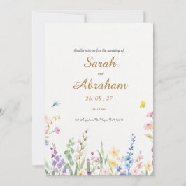 Elegant Waterverf Floral Wedding Uitnodiging