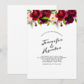 Elegant Waterverf Floral Wedding Uitnodiging (Voorkant / Achterkant)
