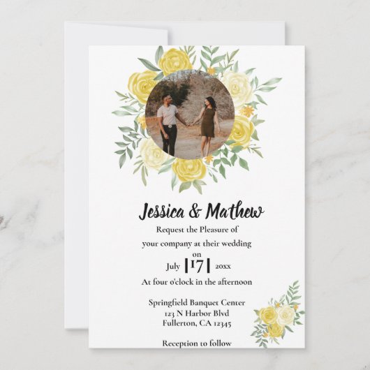 Elegant Waterverf Floral Wedding Uitnodiging (Voorkant)