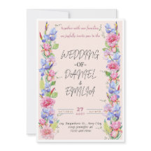 Elegant Waterverf Floral Wedding Uitnodiging