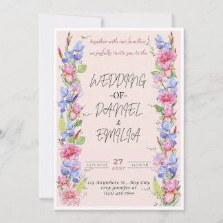 Elegant Waterverf Floral Wedding Uitnodiging