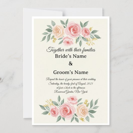 Elegant Waterverf Floral Wedding Uitnodiging Magnetische Uitnodiging (Voorkant)