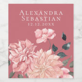 Elegant Waterverf Floral Wedding Wijn Etiket (Enkel label)
