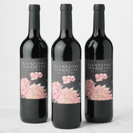 Elegant Waterverf Floral Wedding Wijn Etiket (Flessen)