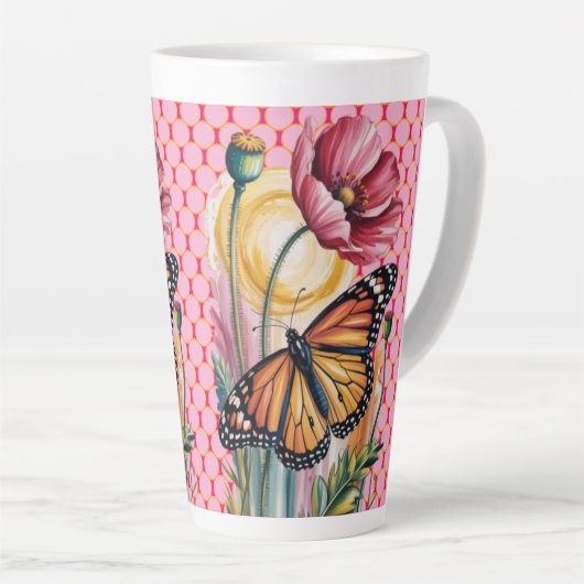 Elegant Waterverf Floral Wenskaart Latte Mok (Rechterhoek)