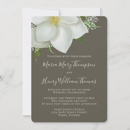 Elegant Waterverf Floral White Magnolia Flower Kaart (Voorkant)