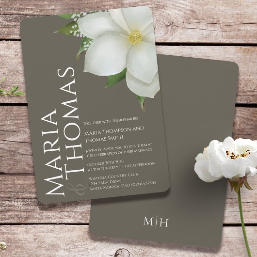 Elegant Waterverf Floral White Magnolia Flower Kaart