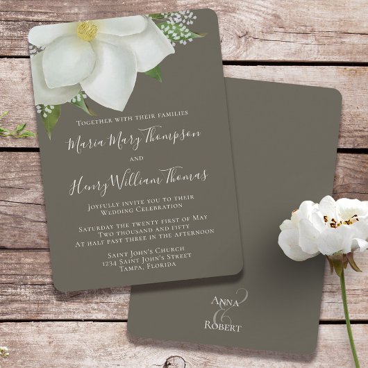 Elegant Waterverf Floral White Magnolia Flower Kaart