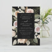 Elegant Waterverf Floral Winter Wedding Kaart (Staand voorkant)