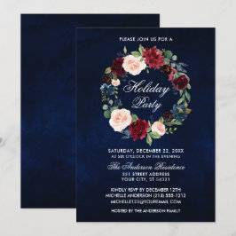 Elegant Waterverf Floral Wreate Holiday Party Kaart