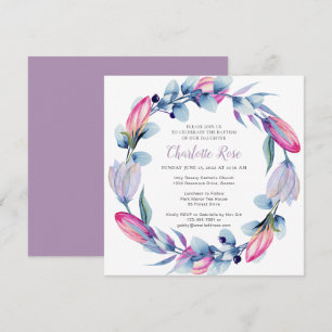 Elegant Waterverf Floral Wreath Baptisme Kaart