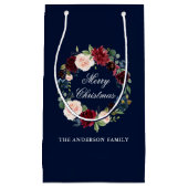 Elegant Waterverf Floral Wreath Merry Kerstmis Klein Cadeauzakje (Voorkant)