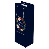 Elegant Waterverf Floral Wreath Merry Kerstmis Wijn Cadeautas (Voorkant Gekanteld)