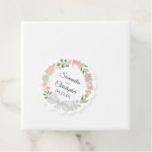 Elegant Waterverf Floral Wreath Pink Wedding Bedankjes Labels (In situ)