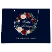 Elegant Waterverf Floral Wreath Prettige feestdage Groot Cadeauzakje (Voorkant)