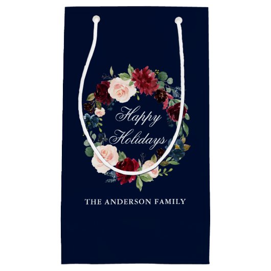 Elegant Waterverf Floral Wreath Prettige feestdage Klein Cadeauzakje (Voorkant)