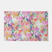 Elegant waterverf florale en gestippelde penseelst deurmat (Voorkant)
