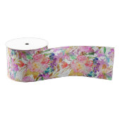 Elegant waterverf florale en gestippelde penseelst grosgrain lint (Spoel)