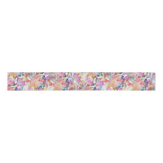 Elegant waterverf florale en gestippelde penseelst grosgrain lint (Voorkant)