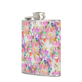 Elegant waterverf florale en gestippelde penseelst heupfles (Links)