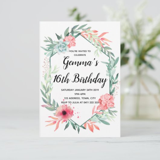 Elegant waterverf florale kaart (Staand voorkant)