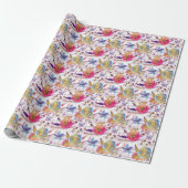 Elegant waterverf florale roze en wit cadeaupapier (Uitgerold)