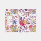 Elegant waterverf florale roze en wit fleece deken (Voorkant (Horizontaal))